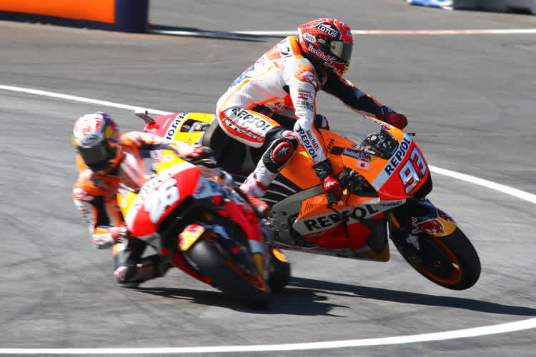 FP3 im Turn 3: Marc Márquez kollidierte fast von Dani Pedrosa