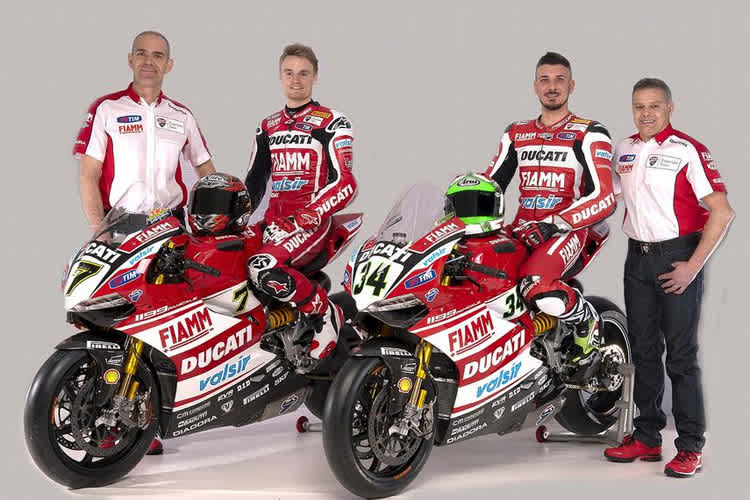 Ernesto Marinelli, Chaz Davies, Davide Giugliano und Serafino Foti (v.l.)