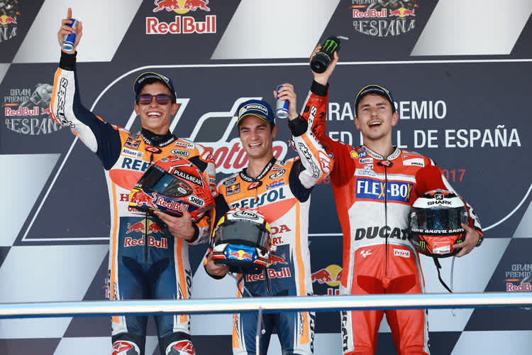 Die Top-3 von Jerez: Marc Márquez, Dani Pedrosa und Jorge Lorenzo (v.l.)