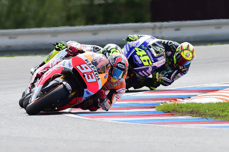 Marc Márquez konnte sich nicht gegen Pedrosa, Lorenzo und Rossi behaupten