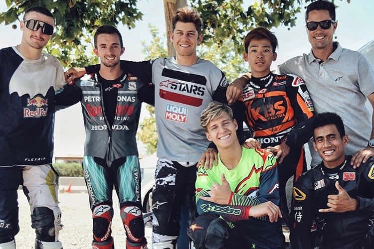 Starke Trainingsgruppe: Miller, McPhee, Schrötter, Sasaki, vorne Quartararo und Syahrin