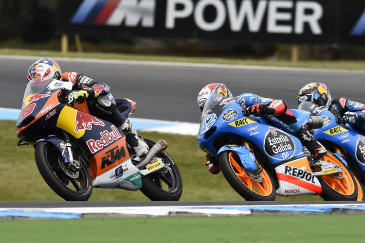 Phillip-Island-GP: Jack Miller (8) vor «asshole» Alex Rins (42) und Alex Márquez