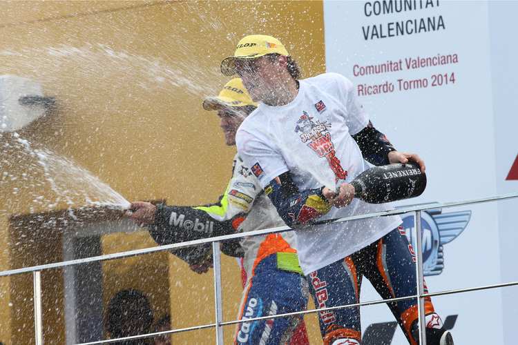 Jack Miller auf dem Podest, dahinter Isaac Vinales