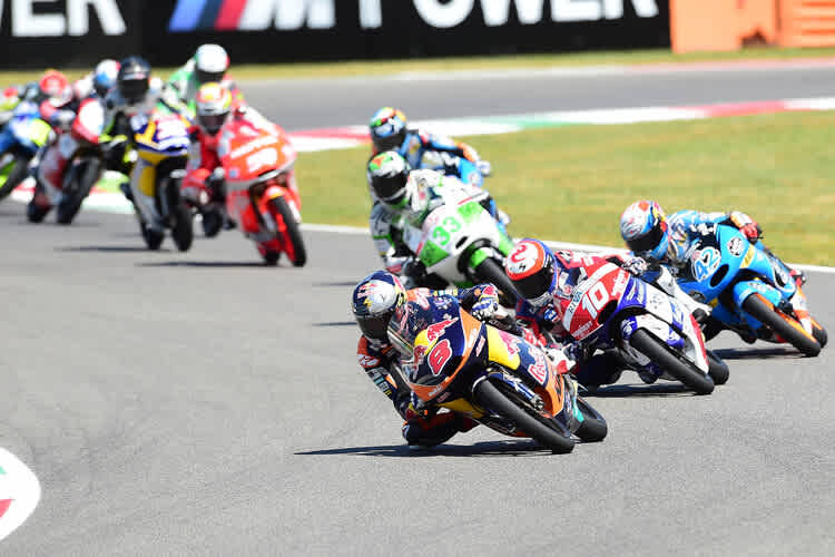 Mugello-GP 2014: Jack Miller auf der KTM vor Masbou und Rins (beide Honda)