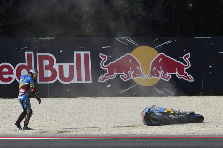 Jack Miller beim Crash in Misano: Mittelfinger lädiert