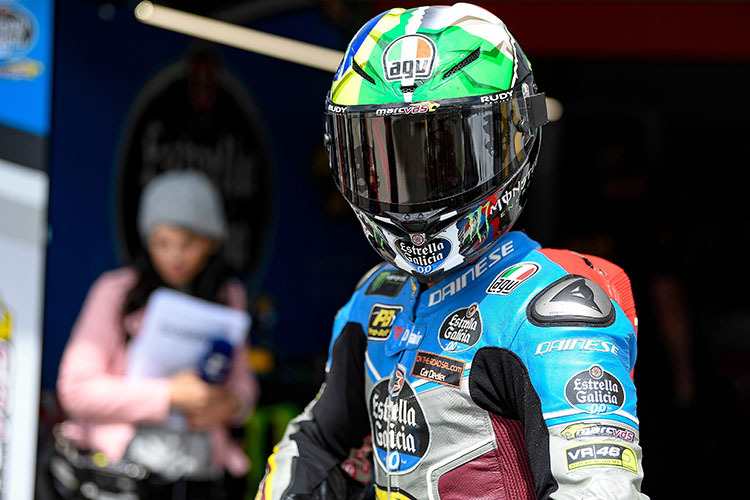 Franco Morbidelli mit AGV-Helm und Daniese-Leder