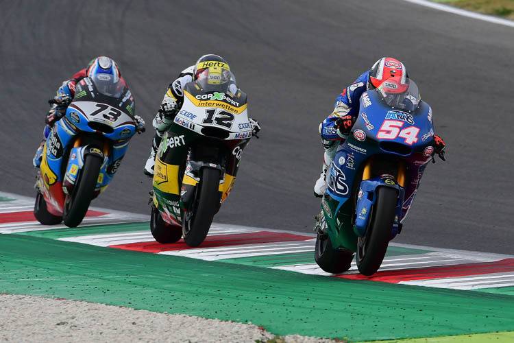 Die ersten drei von Mugello: Sieger Pasini (54) vor Lüthi und Márquez