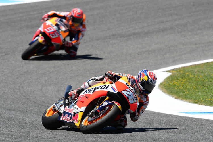 Dani Pedrosa (li.) holte 2005 den 600. GP-Sieg für Honda, Marc Márquez 2015 den 700.