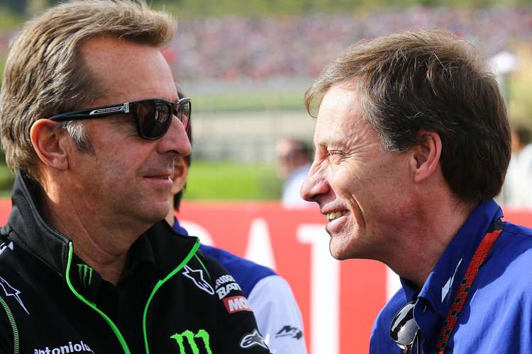 Tech3-Teambesitzer Hervé Poncharal mit Yamaha-Rennchef Lin Jarvis