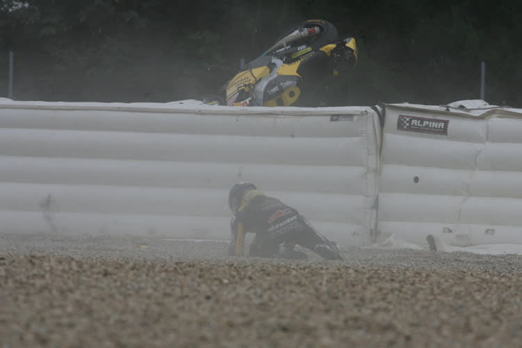 Heftiger Abflug im Warm-up 