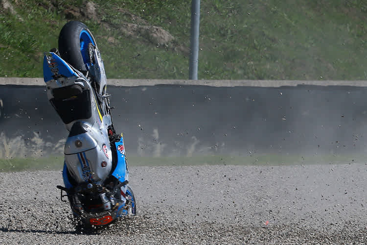 Die Honda RC213V von Rabat wurde arg ramponiert