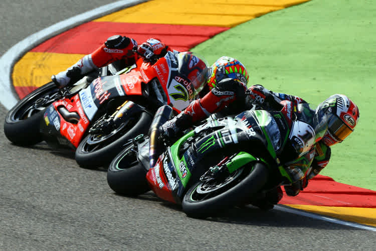 Die beiden Aragón-Sieger Jonathan Rea (1) und Chaz Davies (7)