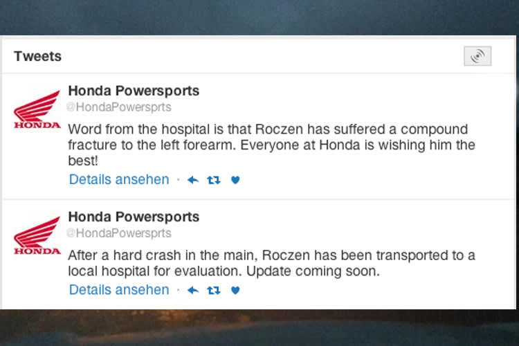 Nachrichten über den Zustand von Ken Roczen kamen von HRC aus dem Krankenhaus