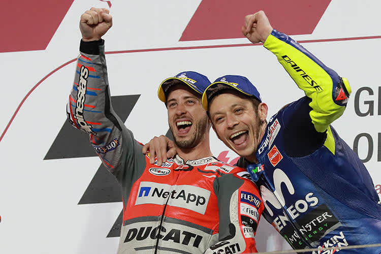 Andrea Dovizioso (13. GP-Siege) mit Valentino Rossi