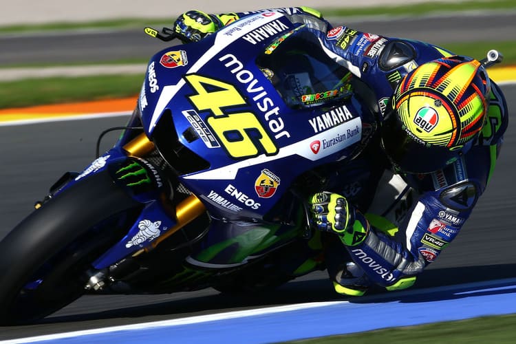 Valentino Rossi (Yamaha) heute in Valencia mit Michelin-Reifen