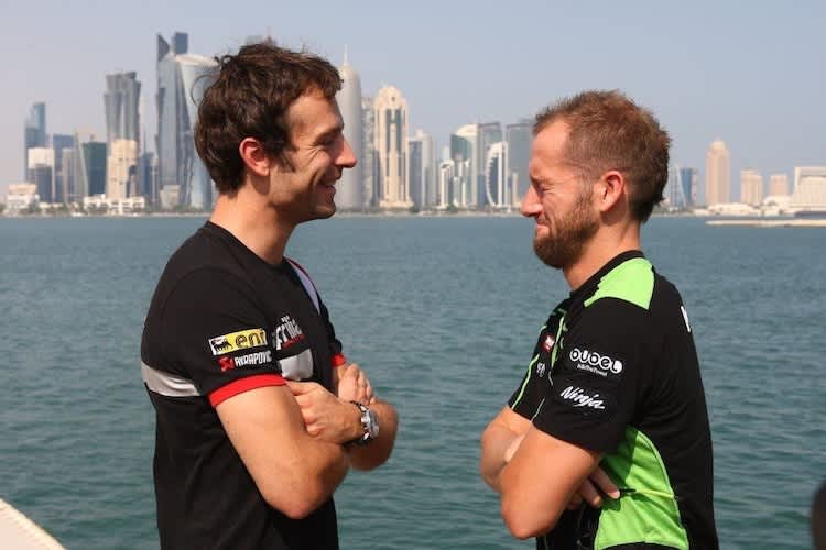 Sylvain Guintoli (li) und Tom Sykes können sich nicht mehr in die Augen schauen