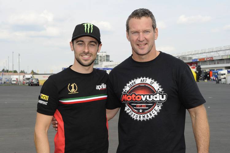 Simon Crafar (re.) mit Superbike-Vizeweltmeister Eugene Laverty