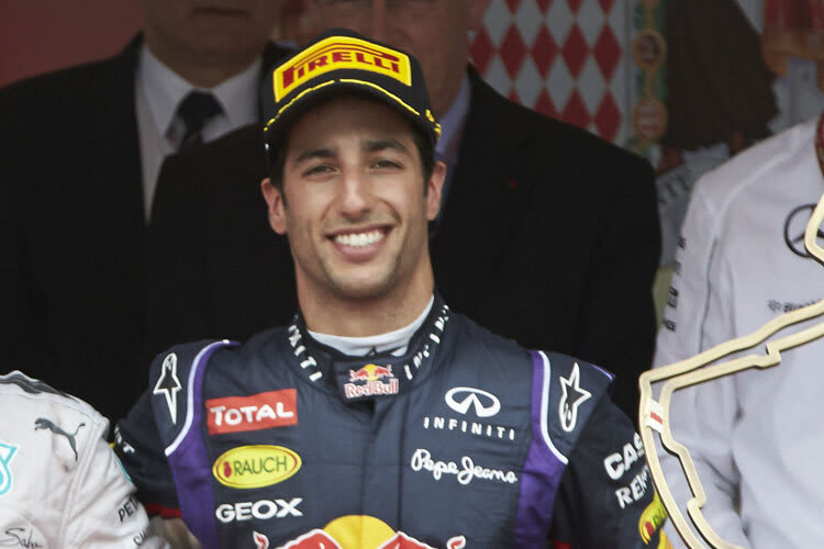 Strahlemann Daniel Ricciardo stand auch in Monaco auf dem Podium