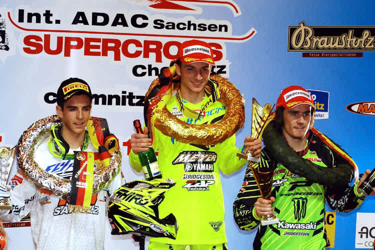 Podium SX2 Chemnitz: Larranaga, Irsuti, Coates (v.l.)