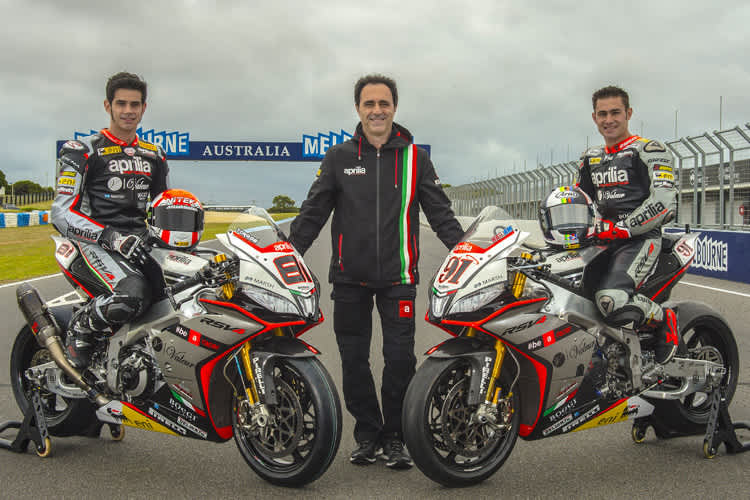 Romano Albesiano (Mitte) mit Jordi Torres (li.) und Leon Haslam