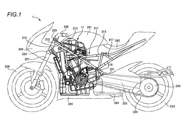 Kurzer, kompakter Reihenzweizylinder im Gitterrohrrahmen ermöglicht eine lange Schwinge