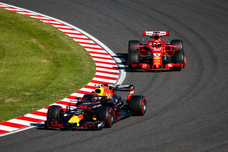 Max Verstappen und Sebastian Vettel nach dem Spanien-GP