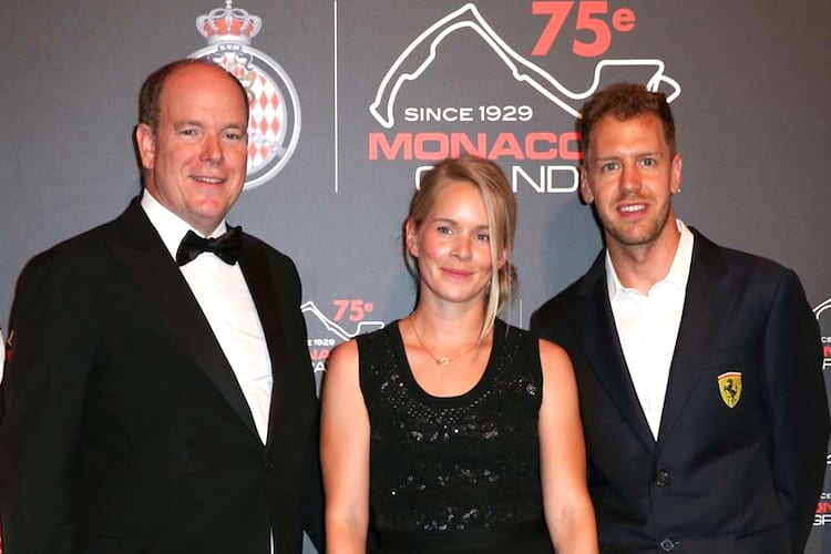 Fürst Albert von Monaco mit Hanna und Sebastian Vettel