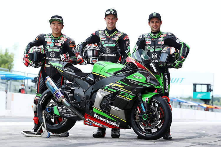 Das Team Green mit Watanabe, Rea und Haslam (v.l.)