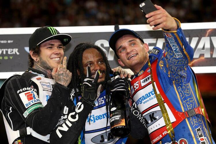 Die Top-3 von Cardiff: Woffinden, Lindbäck und Zmarzlik (v.l.)