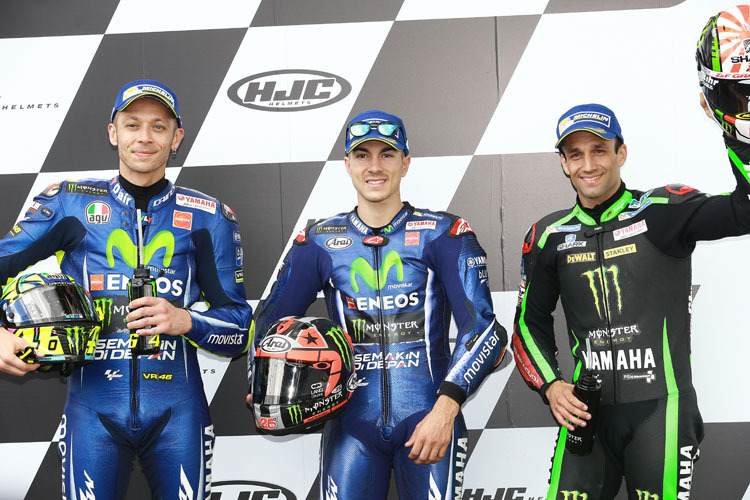 Le Mans-GP Qualifying: 2017: Rossi (2.), Pole-Mann Viñales, Zarco (3. Platz)
