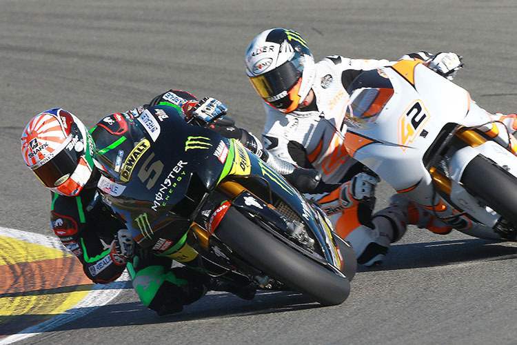 Johann Zarco auf der Tech3-Yamaha vor Alex Rins