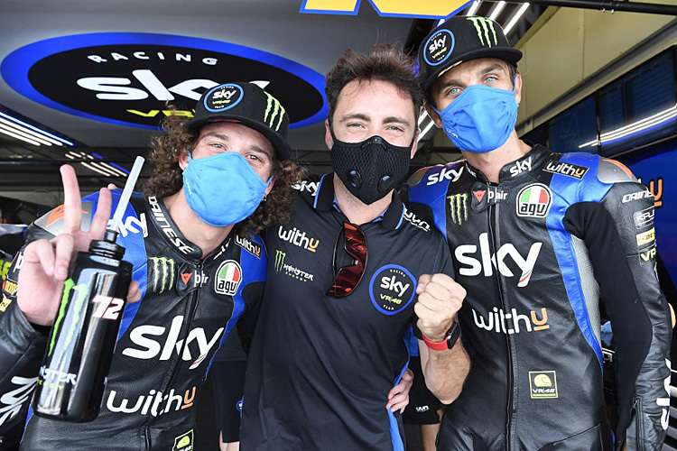 Bezzecchi, Nieto und Marini haben allen Grund zur Freude (vlnr.)