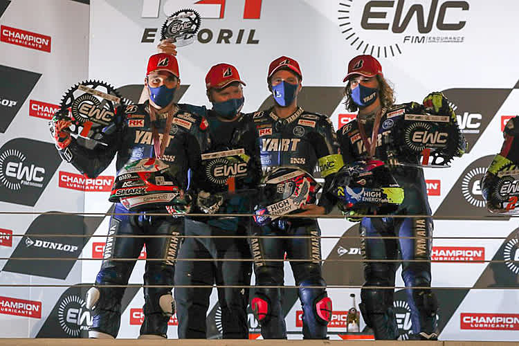 Estoril-Podium: Niccolò Canepa, Mandy Kainz, Marvin Fritz, Karel Hanika (vlnr.)