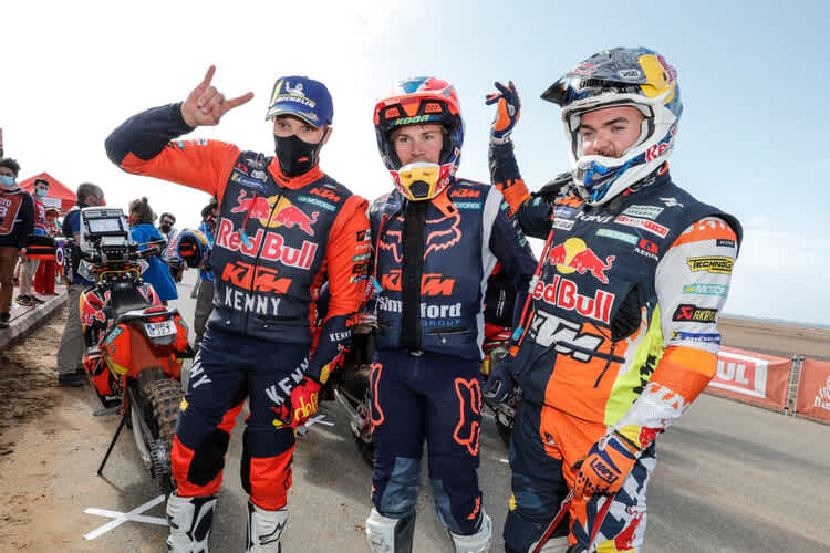 Für KTM im Ziel in Jeddah: Sunderland, Sanders, Walkner