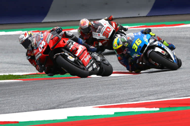 Andrea Dovizioso vor Joan Mir und Taka Nakagami