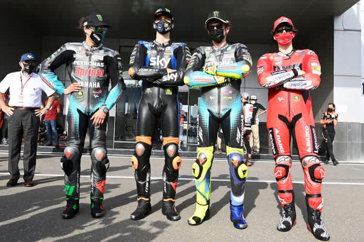 Franco Morbidelli, Luca Marini, Valentino Ross und Pecco Bagnaia (v.l.)