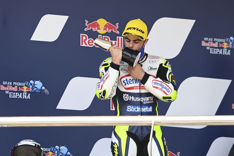 Romano Fenati steht nach seinem Sieg in Misano 2020 wieder auf dem Podest