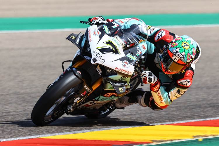 Chaz Davies verlor am Freitag in Aragon 0,3 Sekunden auf Toprak Razgatlioglu (Yamaha)