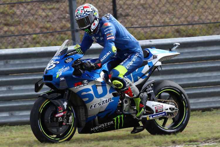 Joan Mir musste seine Suzuki zu Beginn des FP4 am Streckenrand parken
