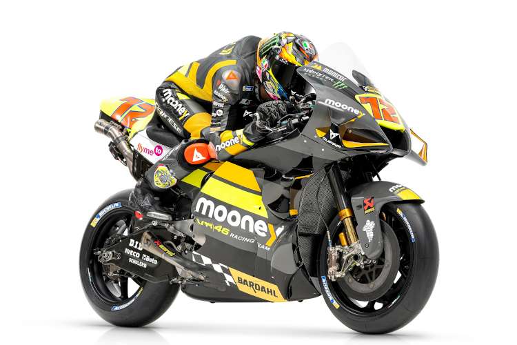 Bezzecchi auf seiner Ducati in den Farben von Mooney und VR46