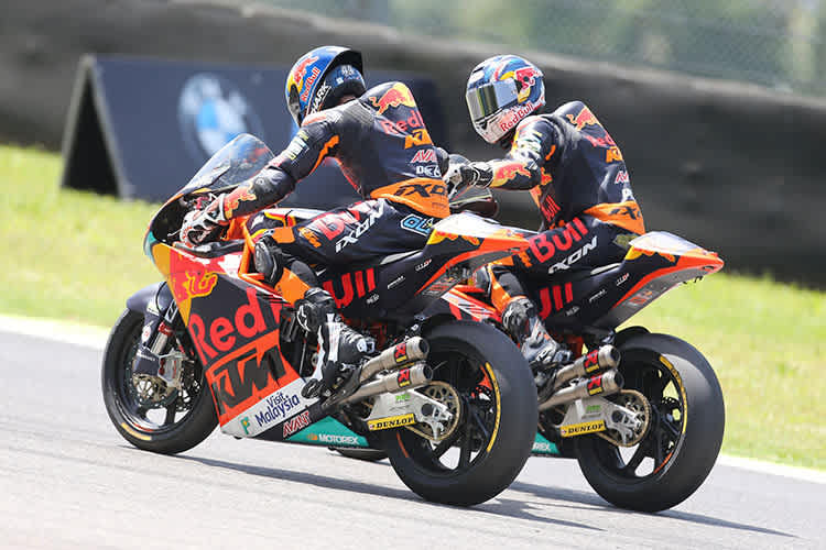Miguel Oliveira (links) und Brad Binder beim Moto2-WM-Lauf in Mugello 2018 