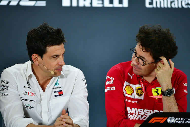 Toto Wolff und Mattia Binotto in Abu Dhabi 2019