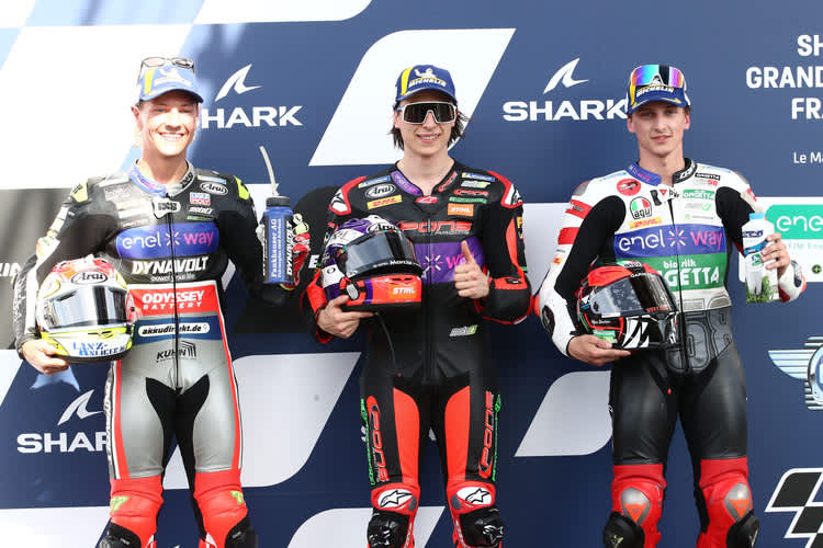 Dominique Aegerter, Mattia Casadei und Kevin Zannoni