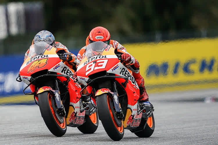 Bekämpften sich nur kurz: Pol Espargaró (44) und Marc Márquez (93)