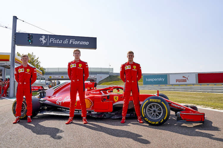 Die Ferrari-Junioren Callum Ilott, Robert Shwartzman und Mick Schumacher