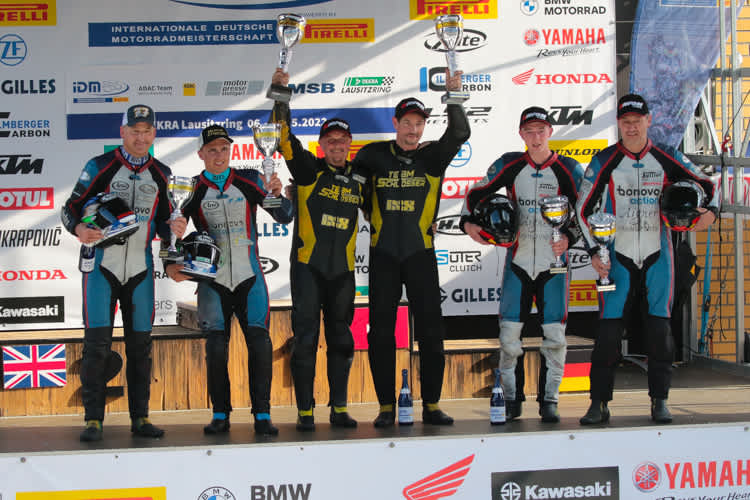 Podest nach dem ersten Rennen der IDM Sidecar auf dem Lausitzring