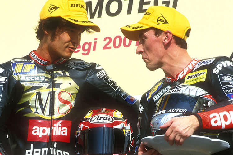 Die Aprilia-Asse Tetsuya Harada und Jeremy McWilliams