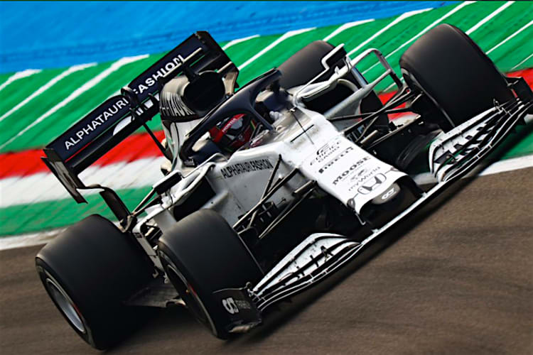 Der kaputte AlphaTauri von Daniil Kvyat