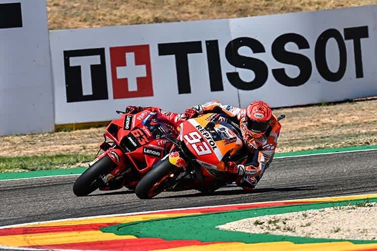 Sieben Mal schon sich Marc Márquez an Bagnaia vorbei – am Schluss wurde er Zweiter