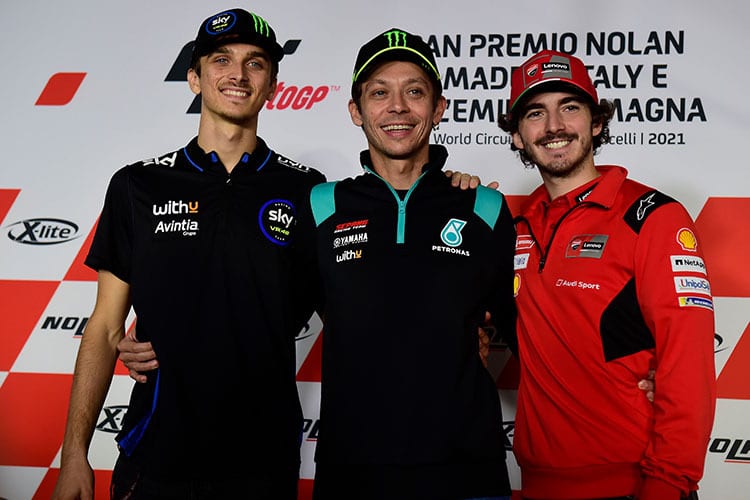 Luca Marini, Valentino Rossi und Pecco Bagnaia